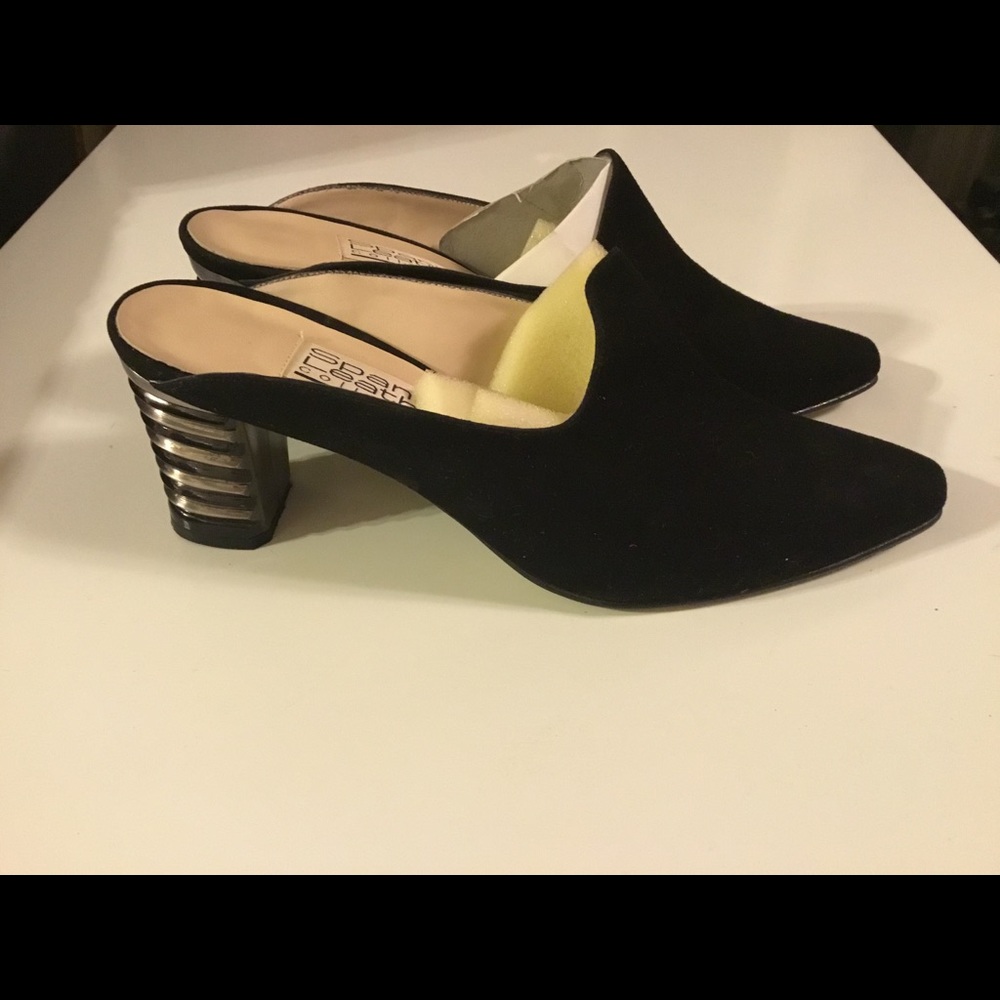 Spanish Leather Collection Black Suede Leather Mules Size 9.5M